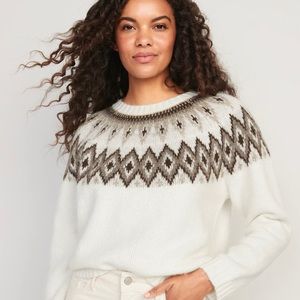OLD NAVY Fair Isle Cozy Shaker-Stitch Pullover Sweater